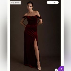 Jenny Yoo Issa Off-The-Shoulder Stretch Velvet Column Gown